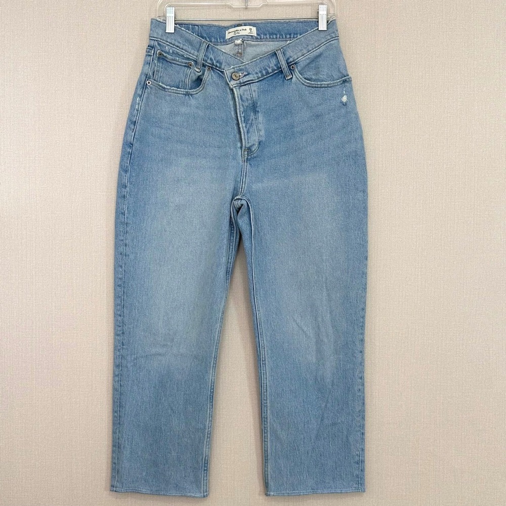 Abercrombie & Fitch Curve Love The Dad Criss Cross Jeans Light Wash 28/6